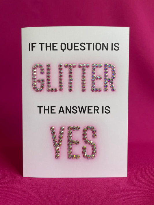 If the question is Glitter the answer is YES Postkaart